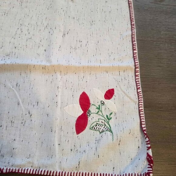 Vintage table square off white with red details - Picture 5 of 7